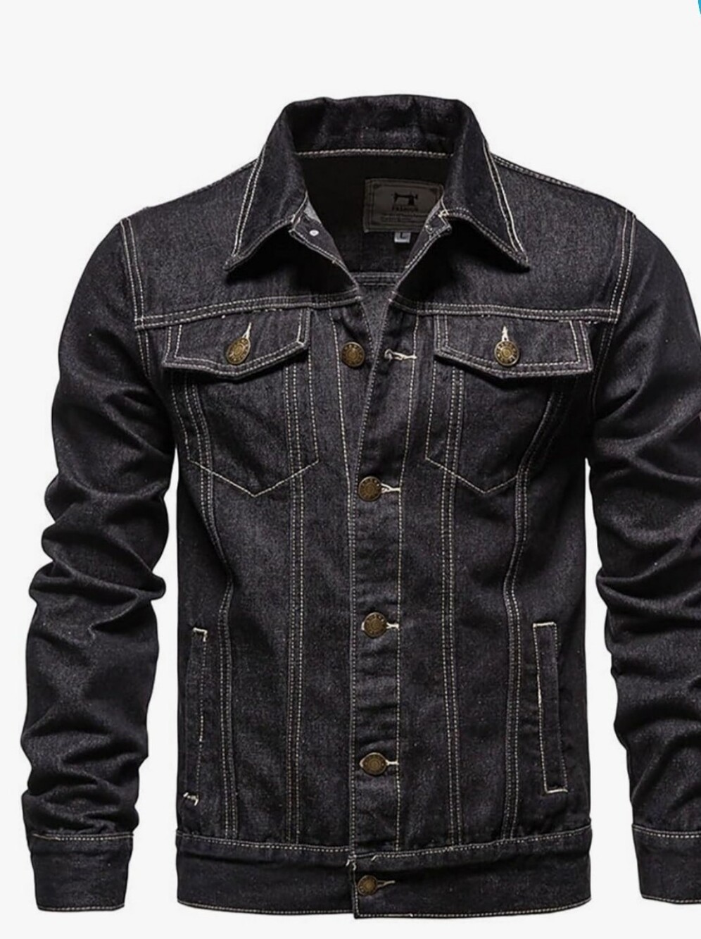 Fashion Wear Collection Men's Dark Indigo Denim Jacket  Classic Trucker Style M